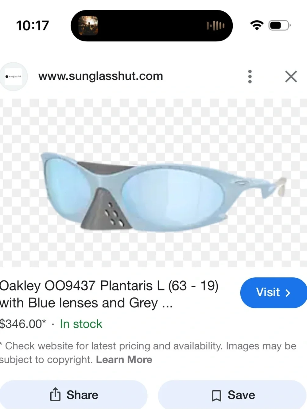 Oakley Light Blue PLANTARIS Sunglasses with Mirrored Lenses